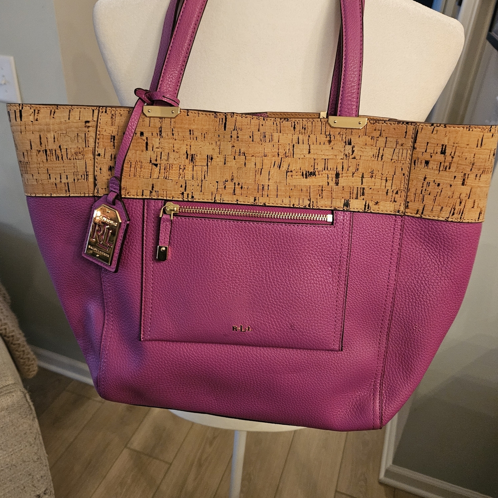 Ralph Lauren Purple Tote with Cork Detail